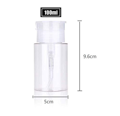 2 Pieces 3.5 oz (100ml) Plastic Pump Dispenser Empty Bottle,Push Down Nail Polish Remover Pumping Bottle Dispenser with Flip Top Cap
