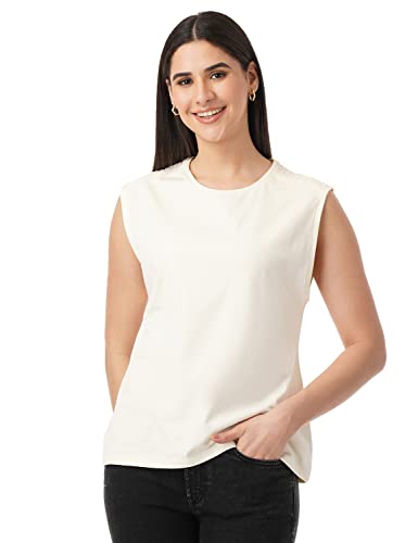 Image of FYLTR Women's Sleeveless Stretch Cotton Top with Smocked Shoulder
