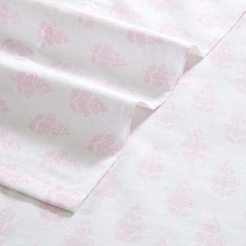 Image of Laura Ashley - King Sheets, Lightweight & Breathable Cotton Percale Bedding Set with Matching Sham(s), Oeko-Tex Certified (Francesca Pink, King)