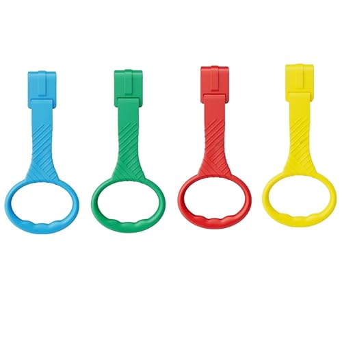 4 Pcs 4 Color Walk Assistant Plastic Crib Pull Rings for Pull Up Rings Cot Hanging Rings for Infant Toddler Practice Tool (4, 7.5 inch)