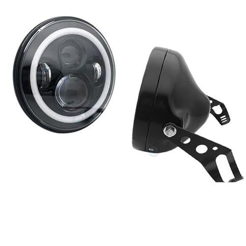 Phare de moto de 7 pouces noir mat LED au design épuré avec finitions premium