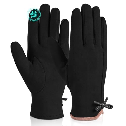 Kiiwah Damen Winter Handschuhe, Touchscreen Plüsch Handschuhe mit Fleece Futter, Thermo Dicke Winterhandschuhe für Frauen