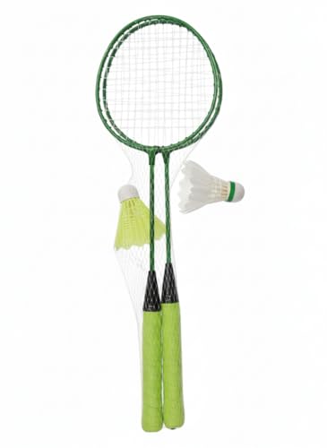 Image of Pack of 1 Steel Badminton Racket Set with Shuttlecocks | 2 Rackets | 2 Shuttlecocks (1 Feather + 1 Nylon) Suitable for Beginners & Recreational Play | Indoor & Outdoor Use