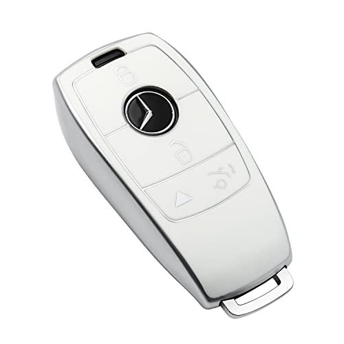 Tukellen for Mercedes Benz Key fob Cover Special Soft TPU Key Case Protector Compatible with 2017-2021 E-Class 2018-2021 S-Class 2019-2021 A-Class C-Class G-Class-White