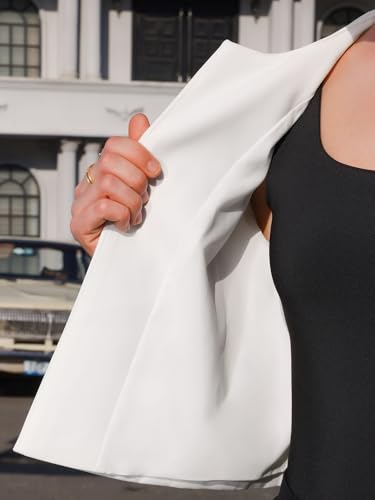 Women's Collarless Blazers 3/4 Sleeve Dressy Casual Cropped Jacket4