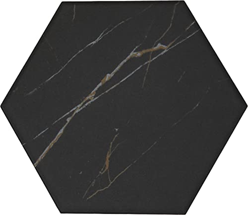 Daltile PT248HEX1P2 Perpetuo 8 Inch X 8 Inch Glazed Porcelain Hexagon Marble Look Wall & Floor Tile In Matte Infinite Black  thumb #2