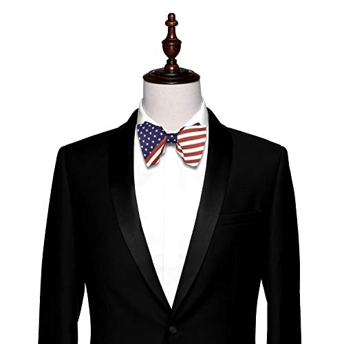 Men‘s 100% Satin Silk Stars And Stripes American Flag Oversized Pre-Tied Bowtie Handmade Solid Big Bow Ties #TOP1
