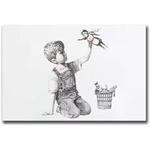 Canvas Painting Wall Picture Printing Banksy Nurse Canvas Wall Art Banksy Canvas Art Banksy Prints Banksy Nurse Superhero Game Changer Reproduction Contemporary Living Room Bedroom Office Modern Art Deco 8x12inch wood Frame