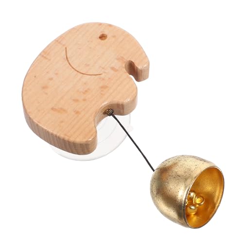 Ciieeo Timbre de Madera para Puerta con Campanilla de Latón y Ventosa Adorno Decorativo Forma de Elefante Pequeño Timbre Retro para Hogar y Comercio Adecuado para Aviso de Entrada