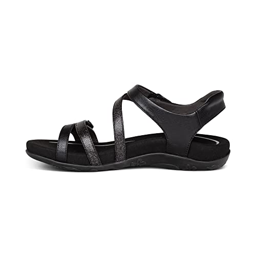 Image of Aetrex Women's Jess Orthopedic Adjustable Quarter Strap Sandals - Comfort Memory Foam Fashion Flat Womens Sandals with Arch Support