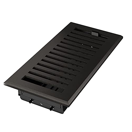 Imperial RG3477 Cast Iron Montezuma Decorative Floor Register, 4 x 10-Inch, Matte Black