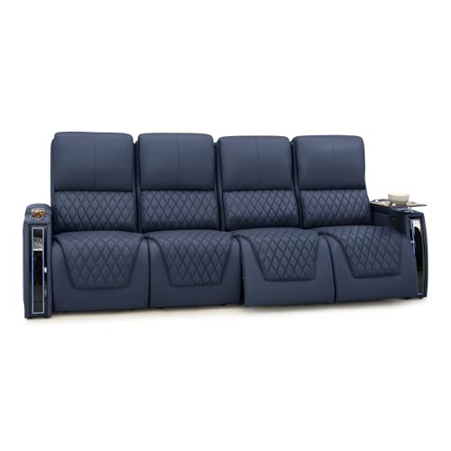 Image of Seatcraft Apex Home Theater Seating Navy Blue Row of 4 Sofa