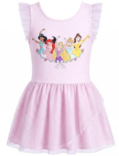 Image of Disney Frozen Elsa Princess Stitch Minnie Girls Ballet Leotards Ruffle Sleeve Shiny Leotard Dance Dress Ballerina Outfit 2-9Y