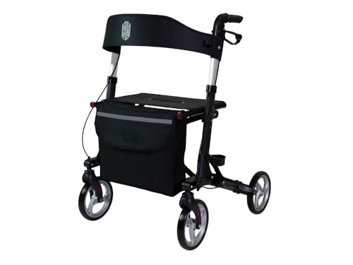 Rollator Indoor faltbar mit PU-Bereifung, Aluminium, Sitz, Lehne & Tasche – leichter 3-fach klappbarer Rollator für Zuhause, Alltag und Reisen Rollator Indoor faltbar mit PU-Bereifung, Aluminium, Sitz, Lehne & Tasche – leichter 3-fach klappbarer Rollator für Zuhause, Alltag und Reisen