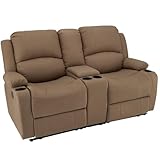 Camper Comfort 65' Wall Hugger Reclining RV | RV Theater Seats (Cappuccino, Manual) | Double Recliner RV Sofa & Console | RV Couch | Wall Hugger Recliner | RV Theater Seating | RV Furniture