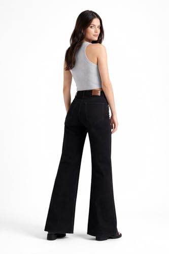 Image of DHYANAM Women High Waist Bootcut Jeans for Women | Stretchable Flared Denim Pants | High Rise Bell Bottom Jeans | Slim Fit Trendy Casual Wear for Girls