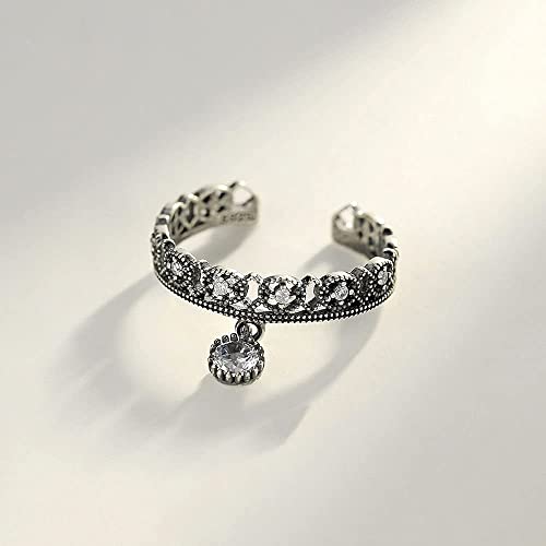 Bague ajustable argent S925 réglable pour doigts forts, style ethnique chic