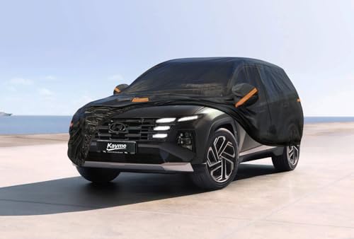 Image of Kayme 7 Layers SUV Car Cover Custom Fit for Hyundai Tucson (2004-2025) Waterproof All Weather for Automobiles, Outdoor Full Cover Rain Sun UV Protection.Black