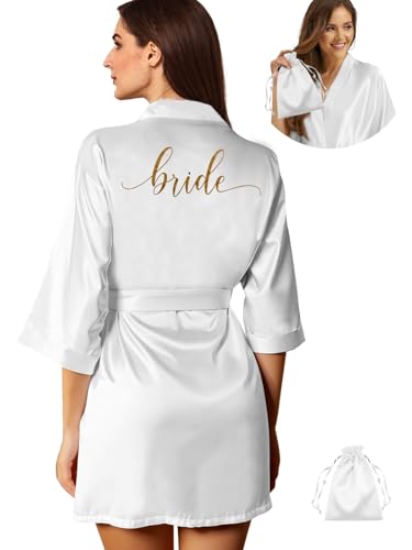 2Pcs Womens Satin Bridesmaid Robes Silky Wedding Bridal Bride Robe Gown Kimono4