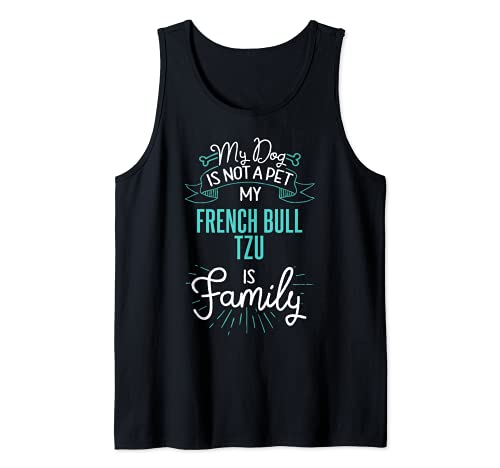 Cute French Bull Tzu Design Family Dog Giftn Tank Top, Black