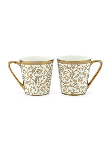 Image of Clay Craft Fine Ceramic Rock Coffee /Tea Cup Set of 6-200 ml Each - (Gold Print), Tea Cup Set of 6, Mugs for Coffee, Cups Set of 6, Mug Set, Ideal for Gifting, Perfect for Home and Office