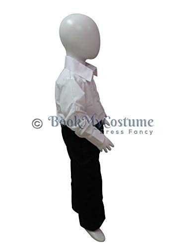 Image of BookMyCostume Black Pant and White Shirt Formal Party Combo Kids Fancy Dress Costume 8-10 years