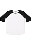 LAT Youth Jersey Crew Neck Raglan 3/4 Sleeve Baseball Tee, White/Black, Medium