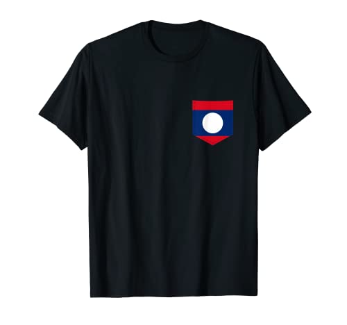 Bandera de Laos con bolsillo impreso de la bandera de Laos Camiseta