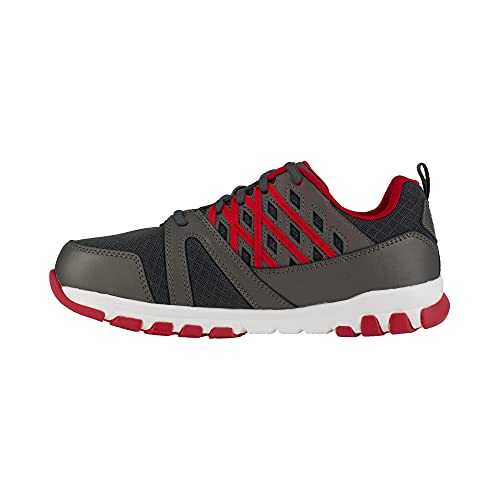 Reebok Mens Sublite Work Safety Toe Athletic Industrial & Construction Shoe, Grey/Red, 9.5 US