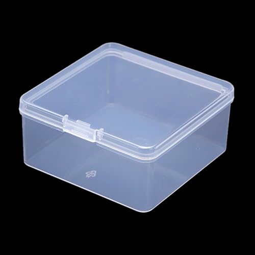 Image of Square Clear Craft Supply Case (3.23 x 3.23 x 1.58 Inch),12 Pack Plastic Storage Containers with Lids, Square Bead Organizers for Beads, Earplugs, Pins, Small Items etc