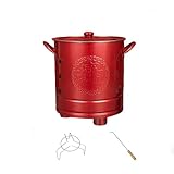 Bidons pour brûler les déchets en plein air, incinérateur pour papier avec couvercle, poubelle en acier inoxydable pour brûler de vieux billets, documents et cartes. (rouge, 29 cm)