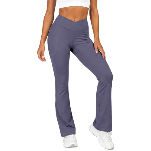 Generisch Leggings de yoga de talle alto con bolsillos que se estiran a la forma de los glúteos, ideales para entrenamientos atléticos., morado, S