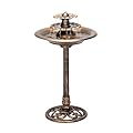 Alpine Corporation TEC106-BZ Outdoor Floor 3-Tiered Pedestal Water Fountain with Birdbath, Vintage Waterfall, 35", Bronze