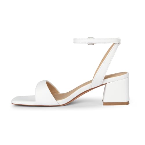 Image of TEAIEUI Block Heels for Women, Square Open Toe Heeled Sandals, Chunky Ankle Strap Shoes for Dress, Party, Prom, Low Heel 2 inch