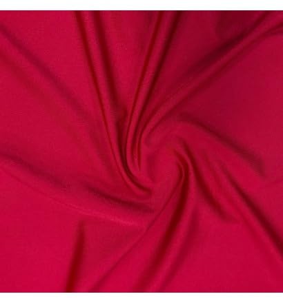 EU Fabrics Lycra Stretchy Fabric | 4 Way Stretch Nylon Upholstery Fabric | Spandex Material for Swimwear Dressmaking by The Metre | Lightweight Ideal for Sports Wear (Red, 1 Metre x 150cm)