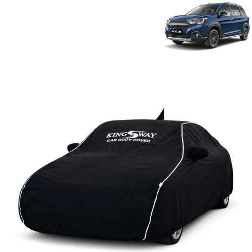 Image of KINGSWAY Super Waterproof Car Cover Only with Maruti Suzuki XL6 (Year 2022 Onwards - All Model) | Mirror and Antenna Pockets | All Weather Car Body Cover with Silver Piping | Black
