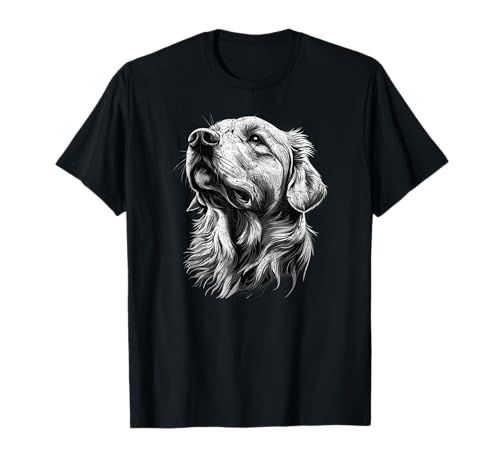Golden Retriever Silueta Perro Amantes De Mascotas Vintage Retro Camiseta