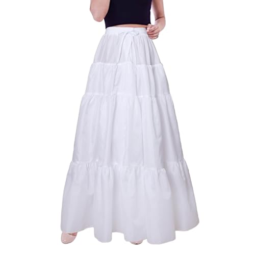 YULUOSHA Women's Crinoline Petticoat Hoopless Skirt A-Line Underskirt Full Gown Half Slips for Dresses Lingerie Long Skirt