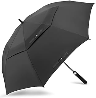 ZOMAKE Golf Umbrella 62 Inch, Large Windproof Umbrellas Automatic Open Oversize Rain Umbrella with Double Canopy for Men - Vented Stick Umbrellas(Black)