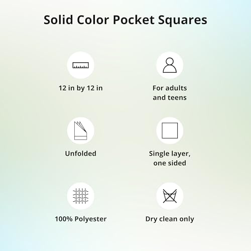 Image of tiemart Solid Color Pocket Squares for Men | For Suits, Perfect for Wedding Parties, 12 x 12 inch / 30 x 30 cm