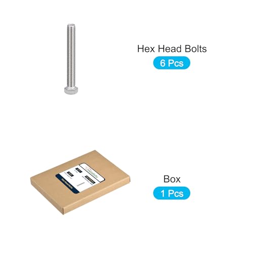 Image of METALLIXITY Hex Head Bolts (7 /16-14 x 3-1 /2 inch) 6Pcs, 304 Stainless Steel 18-8, Fully Threaded, External Hex Drive, Plain Finish, Hex Head Screw Bolt, Silver