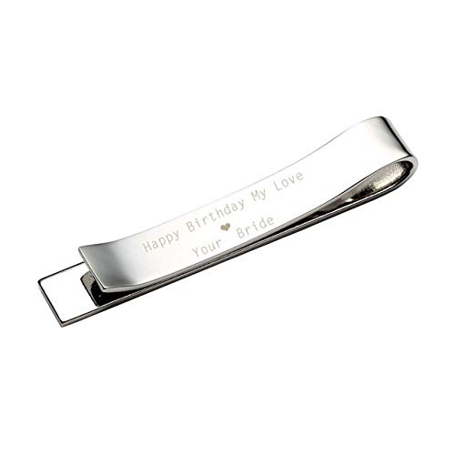 Jovivi Free Engraving - Personalized Stainless Steel Mens Mirror Thin Tie Bar Clip Special Message on Back, Great Gift for Wedding,Party,Groomsmen