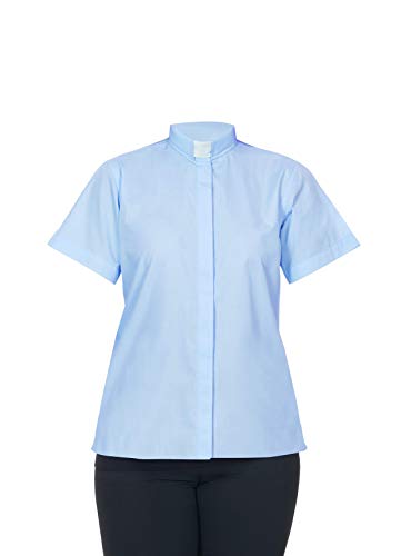 FHS Ladies Clergy Shirt Tab Collar - Short Sleeves (Light Blue, 20)