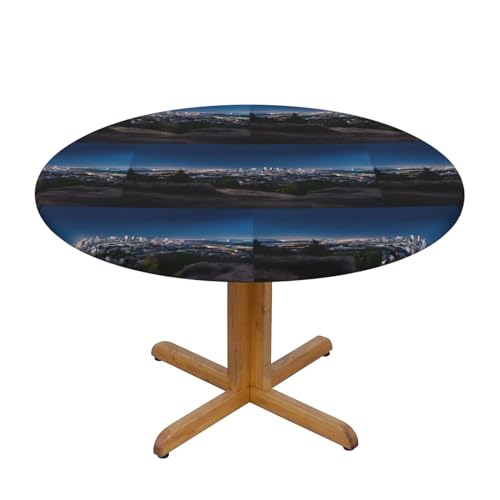 Nappe ronde ajustée élastique table manger antidérapante polyester imperméable - 2