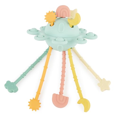 Imagen de Bieco SILIKON Activity Planet Eucalyptus Montessori UFO Cuerda de tracción de silicona Juguete Bebé Juguete de silicona Montessori
