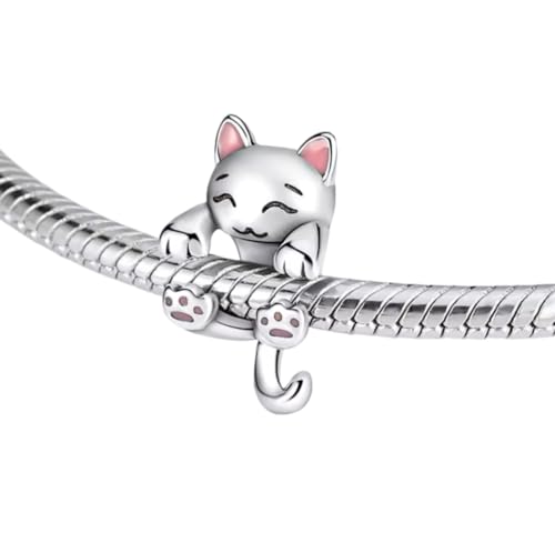 Abalorio Gato Linda de plata de ley 925,compatible con abalorios Pandora y muchas otras pulseras de abalorios.