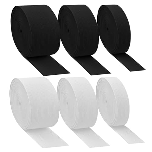 PIWOSGOL 6 Rouleaux Bandes Élastiques Couture 30M, Ruban Élastique Couture 20mm 30mm 40mm de Large, Bandes Elastique Plates Accessoires de Couture pour...
