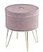 eSituro Sgabello Contenitore Moderno, Pouf Poggiapiedi Rotondo in Velluto, Coperchio Rimovibile, Gambe in Metallo, 31,5 x 31,5 x 36,5 cm Rosa SOM0106