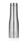 Octavius Botella de agua de acero inoxidable, 1000 ml, color plateado, a prueba de fugas, botella de oficina, botella de gimnasio, hogar, cocina, senderismo, botella de viaje
