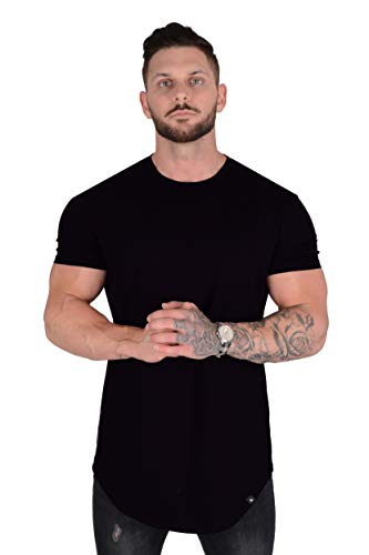 YoungLA Mens Designer Fitted T-Shirts Long Drop Cut Tee Workout Gym 4024